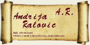 Andrija Ralović vizit kartica